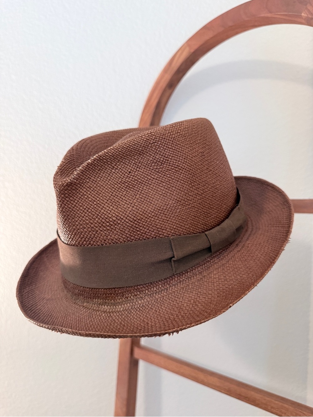 Genuine Panama Hat Brown Toquilla Straw Fedora XL Made in Ecuador Unisex - Picture 3 of 5